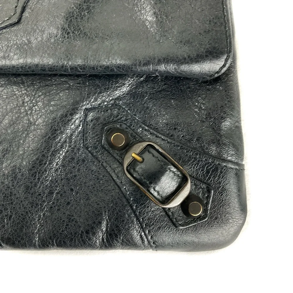 Balenciaga Black Classic Envelope Leather Clutch Bag - Picture 6 of 12